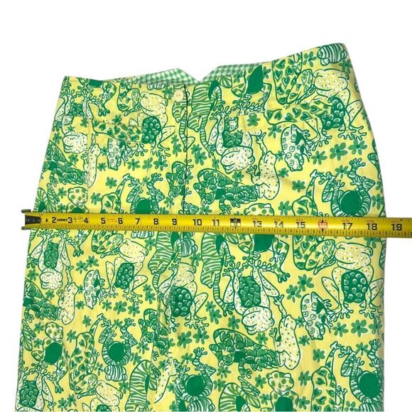 Vintage Lilly Pulitzer 🐸 Frog Print Green Yellow Ankle Pants High Rise Cropped - Picture 12 of 16